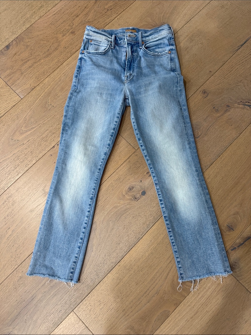 Mother Jeans Women's Light Blue Washed Straight-Leg Jeans